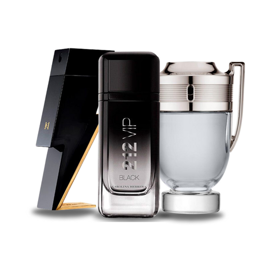 Combo de 3 Perfumes BAD BOY, 212 VIP BLACK, Paco Rabanne INVICTUS 100ml